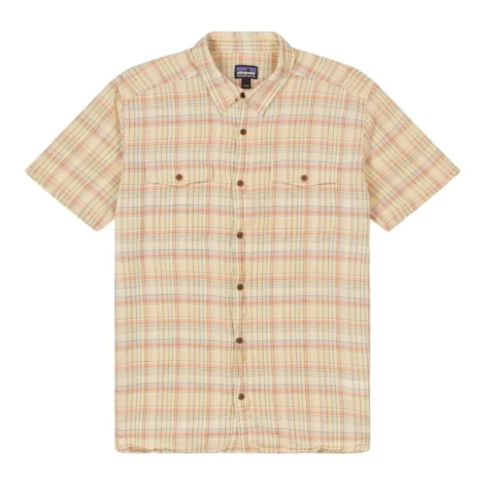 Patagonia Men’s Steersman Short Sleeve Button Up Organic Cotton Shirt Size Large - Picture 1 of 4